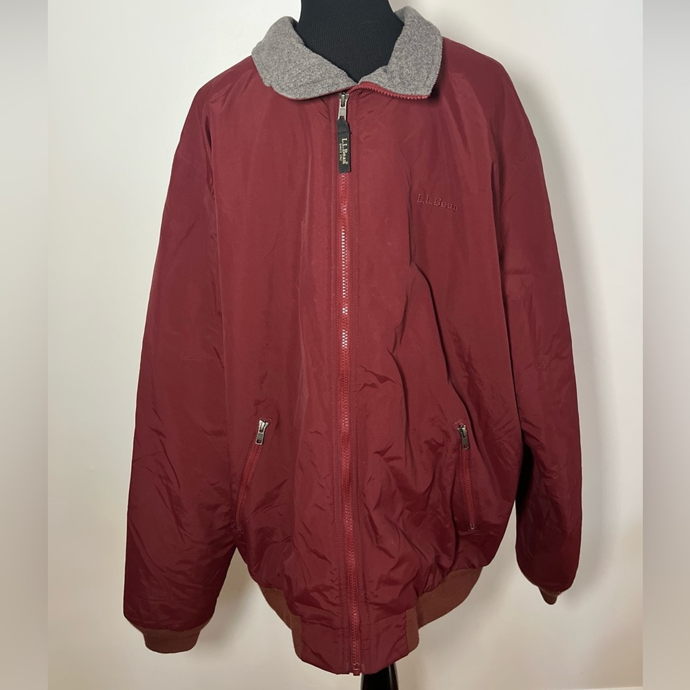 Vintage LL Bean Mens Sz XL Tall Coat Maroon Jacket Fleece Lined Zipper Pockets